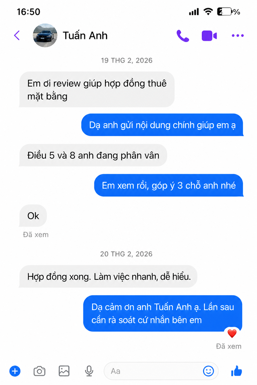 Đánh giá của Tuấn Anh — Rà soát hợp đồng