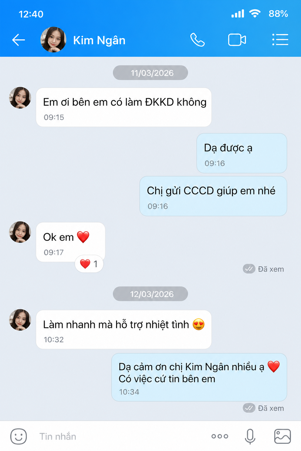 Đánh giá của Kim Ngân — ĐKKD · Zalo